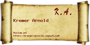 Kremer Arnold névjegykártya